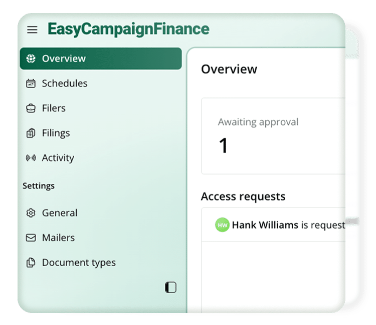 Screenshot 2026-08-11 at 9.29 EasyVote software screenshot - Campaign finance